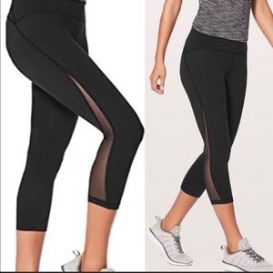 Lululemon Athletica Mesh Panel Crop Leggings Sz 4